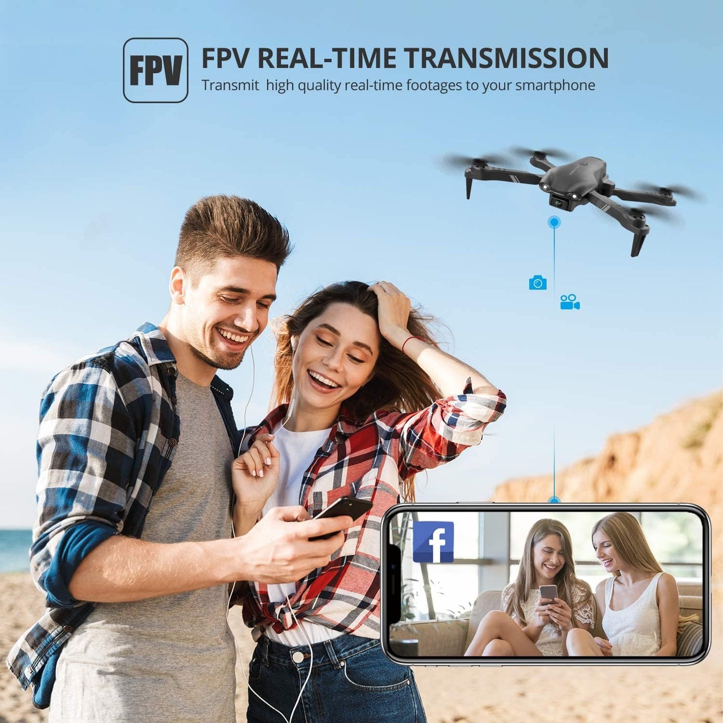 4DRC V13 Drone for kids Adults with 1080P HD FPV Camera, Foldable Mini RC Quadcopter With Waypoint, Functions,Headless Mode,Altitude Hold,Gesture Selfie,3D Flips,Beginners Toys Gifts