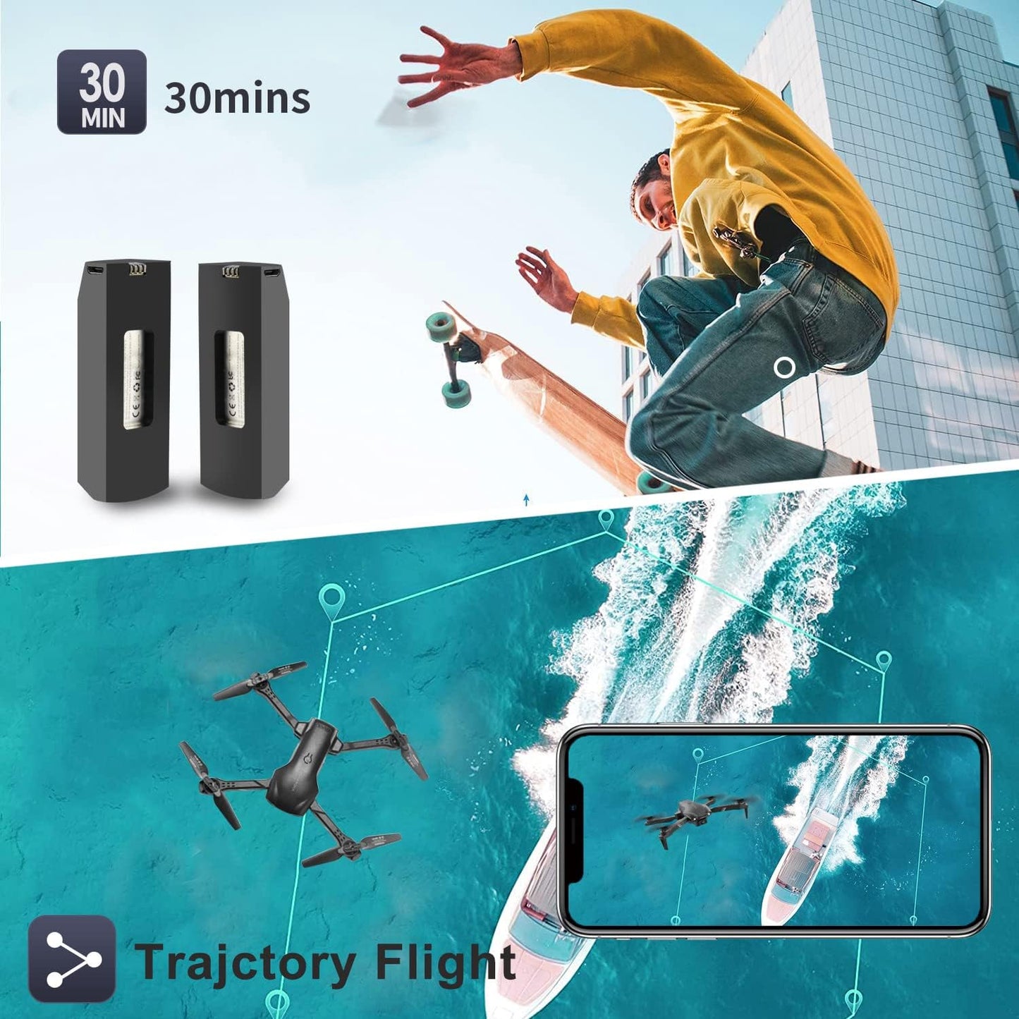 4DRC V13 Drone for kids Adults with 1080P HD FPV Camera, Foldable Mini RC Quadcopter With Waypoint, Functions,Headless Mode,Altitude Hold,Gesture Selfie,3D Flips,Beginners Toys Gifts