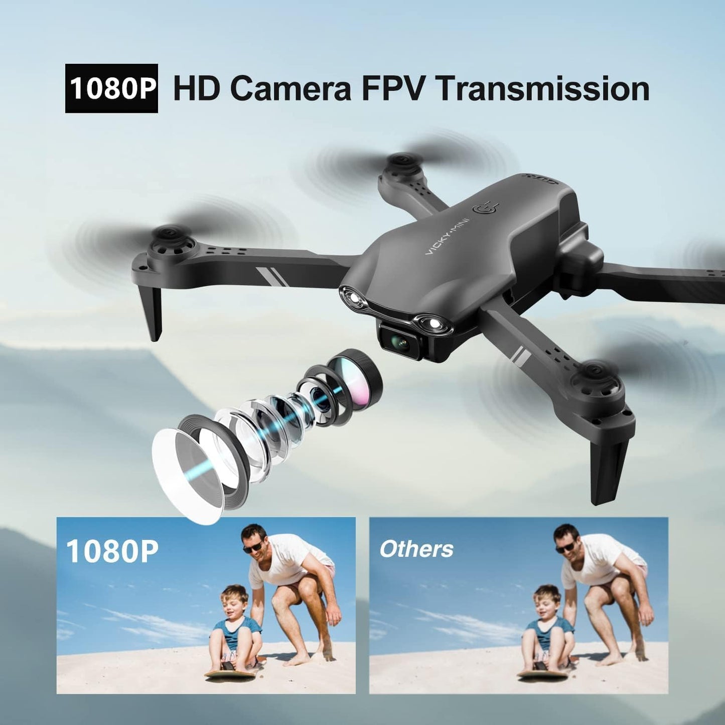 4DRC V13 Drone for kids Adults with 1080P HD FPV Camera, Foldable Mini RC Quadcopter With Waypoint, Functions,Headless Mode,Altitude Hold,Gesture Selfie,3D Flips,Beginners Toys Gifts