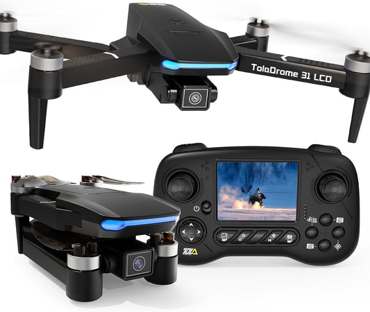 Toladrone TD31LCD Drone with LCD Screen, Digital Image Transmission, Drone with Camera Brushless Motor Drones for Beginners, Foldable RC Quadcopter for Adults